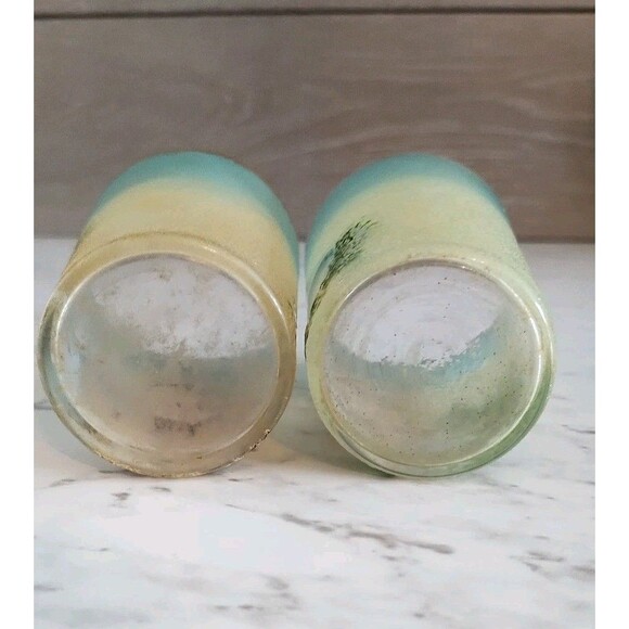 Vintage Juice Glasses Hand Painted Windmill In Seasons Gold Trim Textured Dutch - Picture 6 of 6